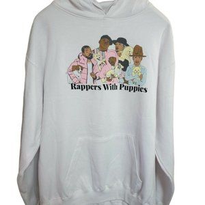 Dog Limited Rappers With Puppies Rare Hip Hop White Hoodie Sweatshirt Men Sz XL
